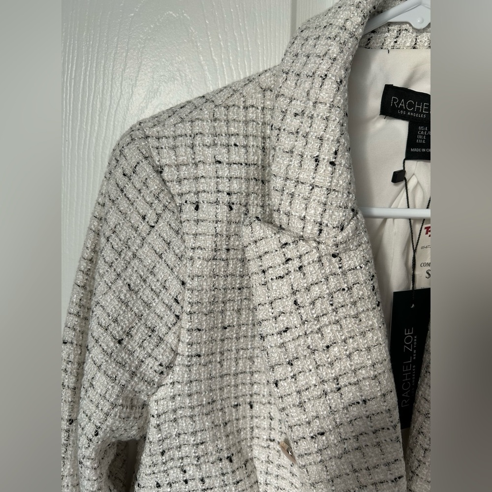 Rachel Zoe Black & White Tweed Cropped Jacket Size Large NWT - Picture 10 of 13